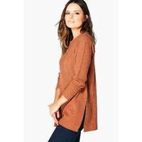 Sicle Split Moss Stitch Tunic Jumper - chestnut