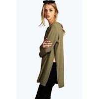 Sicle Split Moss Stitch Tunic Jumper - khaki