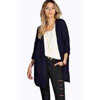 Side Split Loose Knit Batwing Cardigan - navy