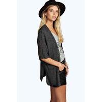 side split loose knit batwing cardigan charcoal