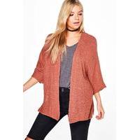 Side Split Loose Knit Batwing Cardigan - chestnut