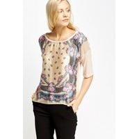 Silky Front Mix Print Top