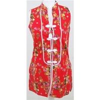Size 10 Chinese Style Red Floral Top