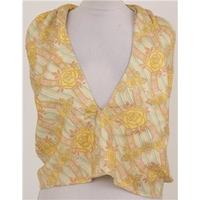 size m yellow multi floral cropped halter neck top