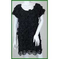size 14 black beaded and cut out lace top
