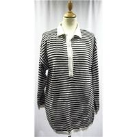 size large black white striped long top tunic