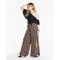 Simply Be Side Split Ditzy Print Trouser