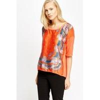 Silky Front Mix Print Top