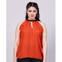 simply be contrast tie ruffle blouse