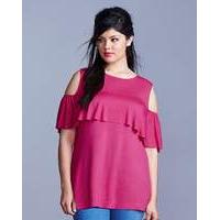 Simply Be Cold Shoulder Frill Top