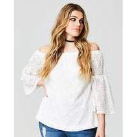 Simply Be Lace Fluted Sleeve Bardot