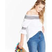 Simply Be Elastic Ruffle Bardot Blouse