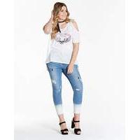 simply be cold shoulder nibbled rock tee