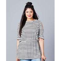 Simply Be Stripe Cut Out Shoulder Top