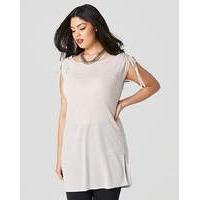 Silver Metallic Ruched Shoulder Tunic