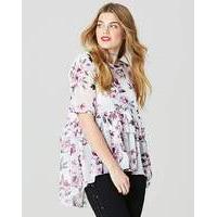 Simply Be Print Mesh Ruffle Hem Top