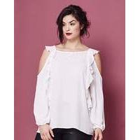 Simply Be Cold Shoulder Ruffle Blouse