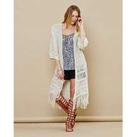 simply be fringe hem maxi cardigan