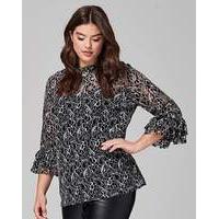 simply be lace ruffle sleeve blouse