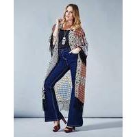 Simply Be Fringe Trim Printed Kimono