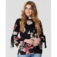 Simply Be Print Fluted Tie Sleeve Top