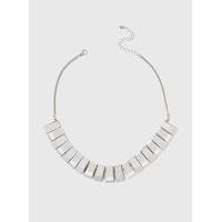 Silver Glitter Block Collar Necklace, Silver