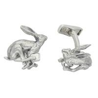 Silver Cufflinks Running Hares Large