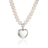 Silver Heart Pearl Necklace