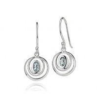 Silver Circle Topaz Drop Earrings