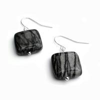 Silver Plated Zebra Jasper Hook Earrings