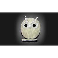 Silver or Gold Plated Faux Pearl Owl Brooch