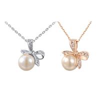 Simulated Pearl Bow Necklace - 2 Styles