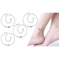 Simple Ankle Chain with Love Heart - 4 Colours