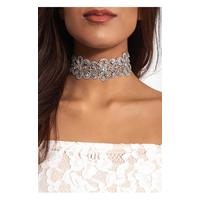 silver daisy diamante choker