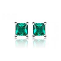 Simulated Emerald Stud Earrings