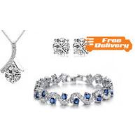 Simulated Sapphire and Zirconia 3-Piece Set - Free Delivery!
