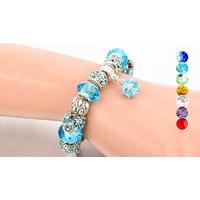 simulated crystal charm bracelets 5 designs 7 colours