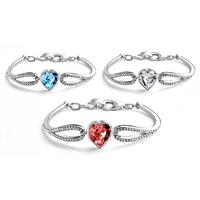 Simulated Crystal Heart Bracelet - 3 Colours