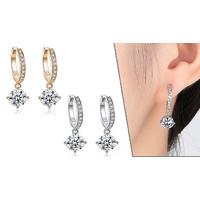 Simulated Crystal Drop Earrings - Silver or Gold