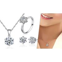 Simulated Crystal Jewellery Set - 4 Ring Sizes