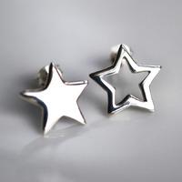 silver star stud earrings mismatched