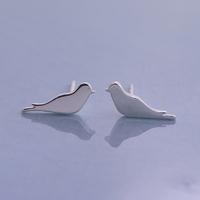 Silver Tiny Bird Stud Earrings
