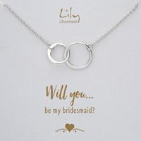 Silver Linked Circles Necklace with \'Be My Bridesmaid\' Message
