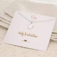 Silver Jigsaw Necklace with \'My Valentine\' Message