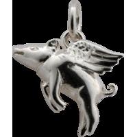 Silver Flying Pig Charm