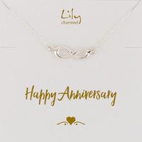 Silver Infinity Necklace with \'Anniversary\' Message