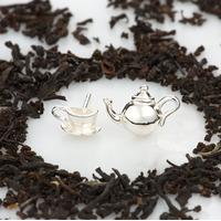 Silver Teapot and Tea Cup Stud Earrings (Mismatched)