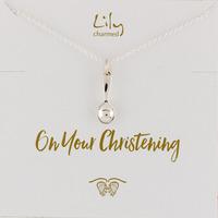 silver spoon necklace with christening message