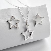 Silver Star Jewellery Set With Stud Earrings