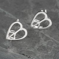 Silver Peace Heart Stud Earrings